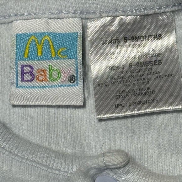 Vintage 90s McBaby Sleeper and Bib Blue Bear Cotton 6-9 months - Picture 5 of 8